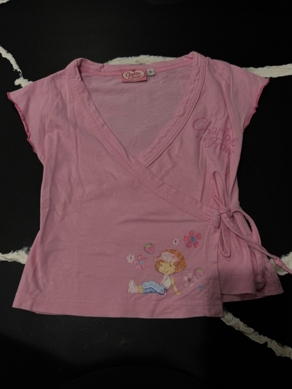 Vintage Strawberry Shortcake Pink Wrap-Style Kids Top